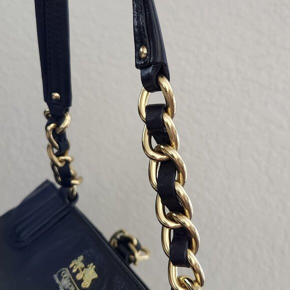 Euc Coach Madison Black Leather Y2k Shoulder Bag Tote - Picture 8 of 14